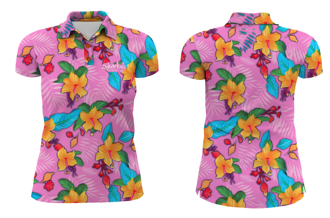 Sharky's Floral Polo Shirt Ladies