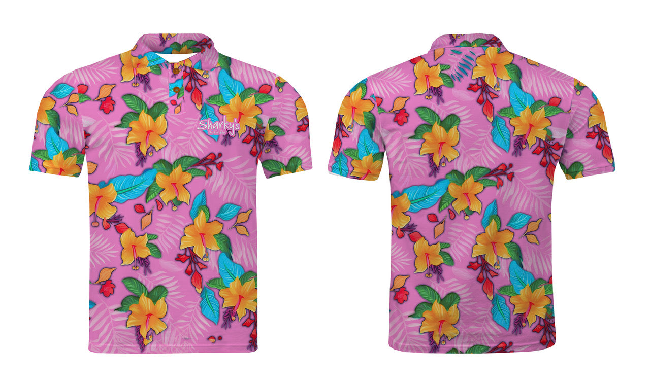 Sharky's Floral Polo Shirt Mens