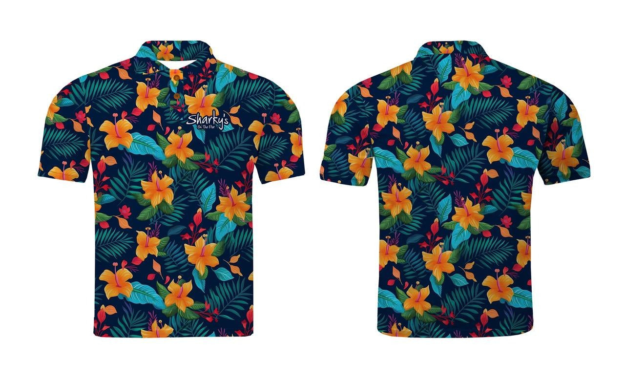 Sharky&#39;s Floral Polo Shirt Mens