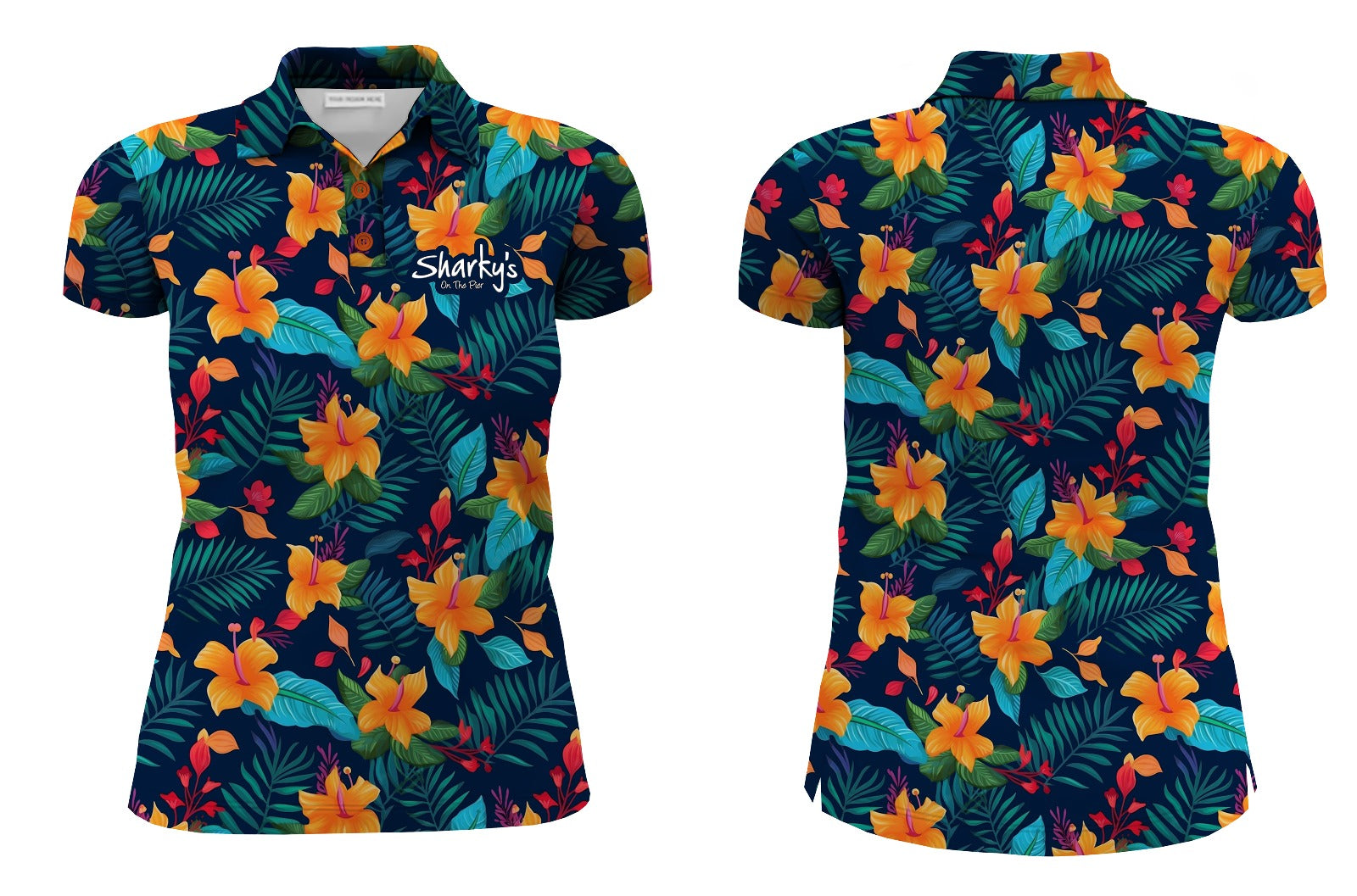 Sharky&#39;s Floral Polo Shirt Ladies