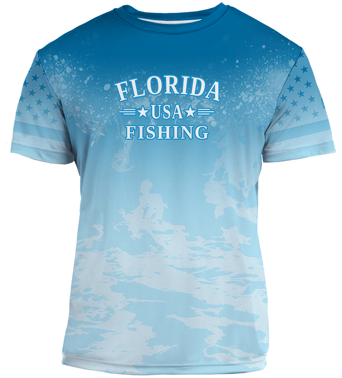 UPF 50+ Performance Fishing Shirt | Lightweight UV Sun Protection Apparel MARLIN SPLAT WATER BLUE