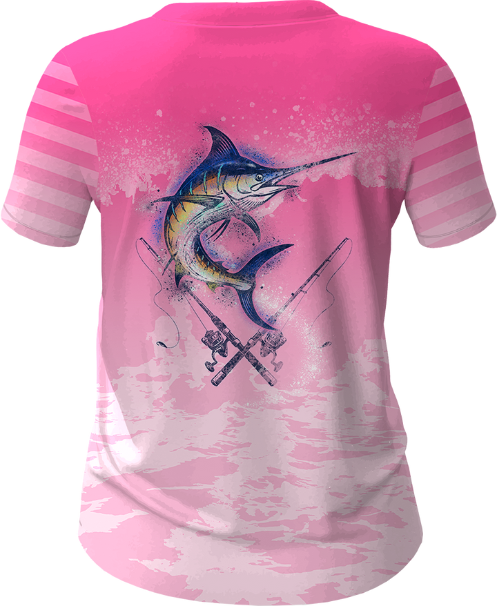 Women UPF 50+ Performance Fishing Shirt | Lightweight UV Sun Protection Apparel MARLIN SPLAT WATER