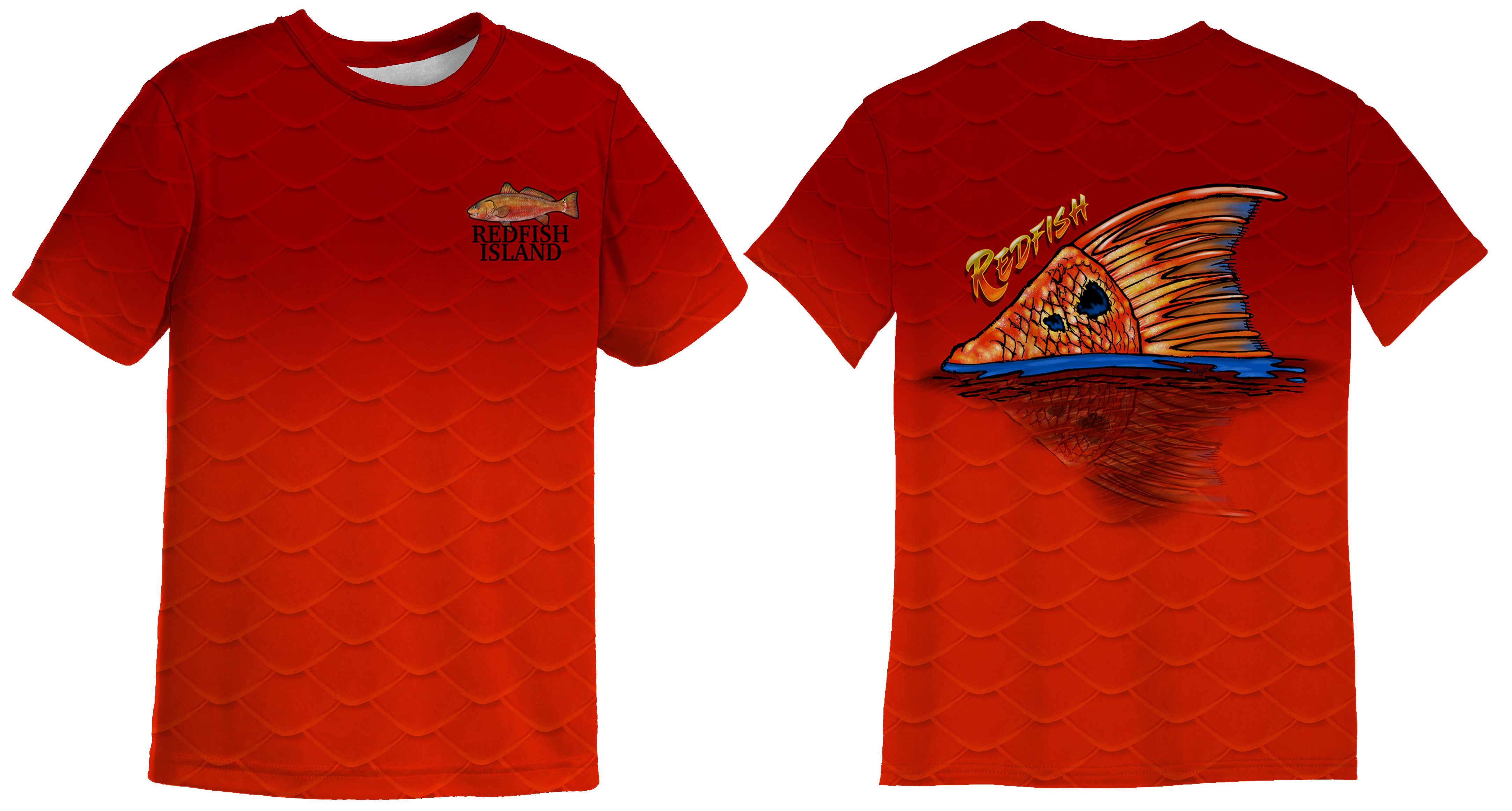 UPF 50+ Performance Fishing Shirt | Lightweight UV Sun Protection Apparel REDFISH TAIL SCALES