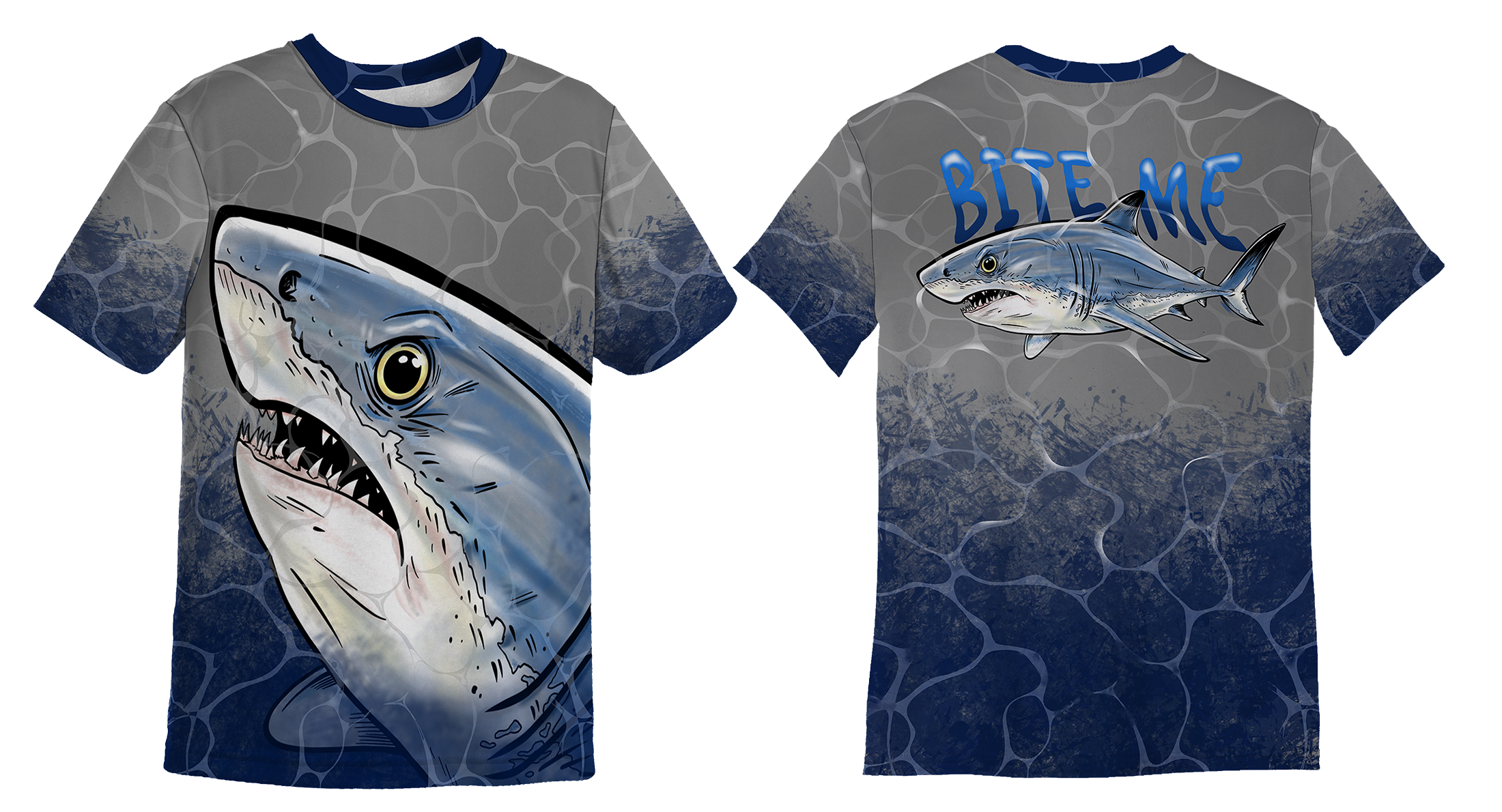 UPF 50+ Performance Fishing Shirt | Lightweight UV Sun Protection Apparel SHARK BITE ME