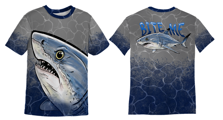 UPF 50+ Performance Fishing Shirt | Lightweight UV Sun Protection Apparel SHARK BITE ME