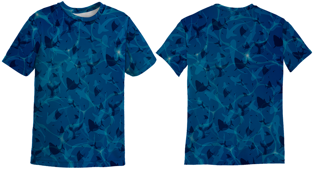 UPF 50+ Performance Fishing Shirt | Lightweight UV Sun Protection Apparel SHARKS BLUE