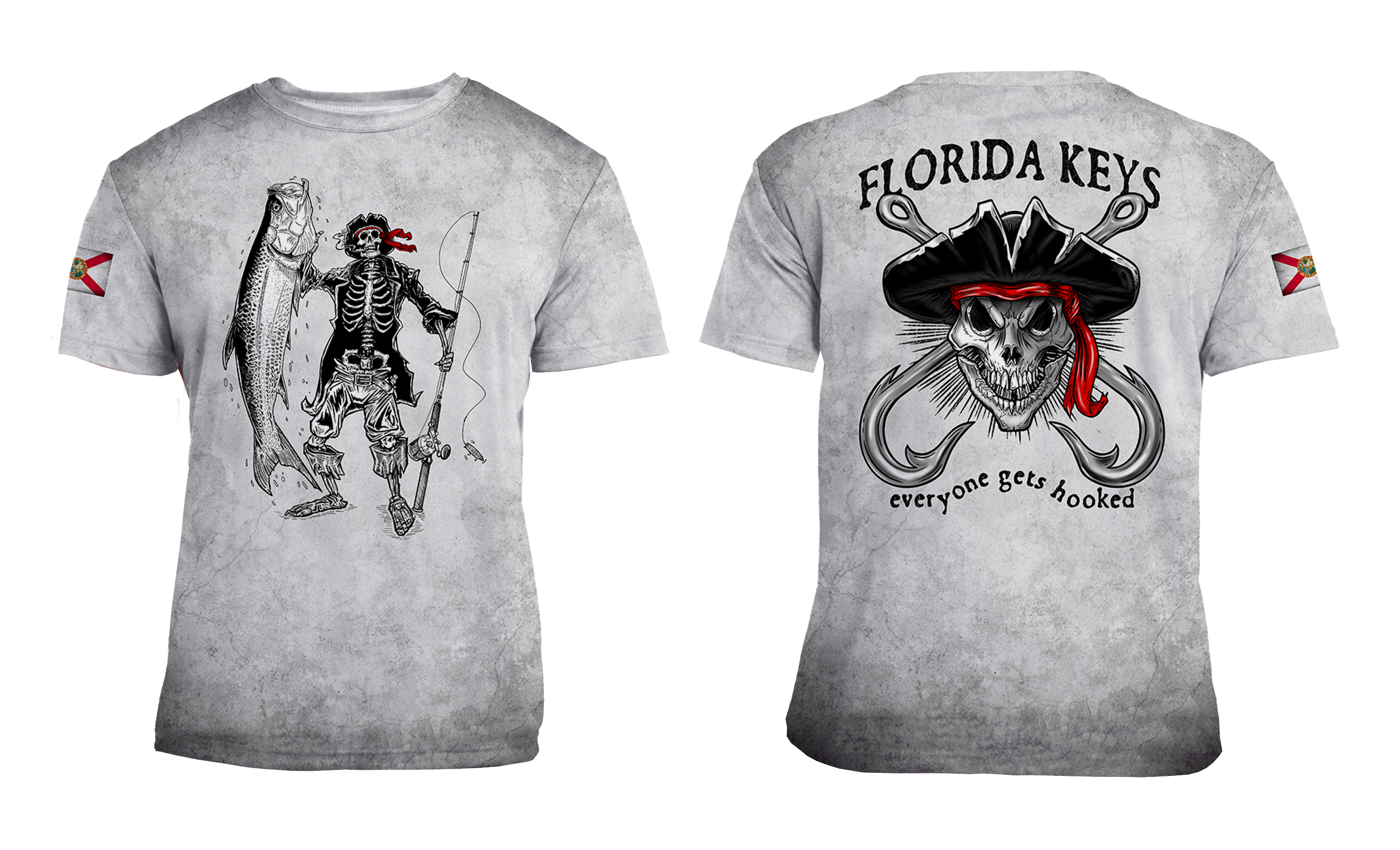 UPF 50 Performance Shirt – Lightweight Quick-Dry Short Sleeve Sun Protection Tarpon & Skull
