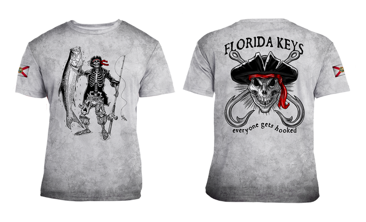 UPF 50 Performance Shirt – Lightweight Quick-Dry Short Sleeve Sun Protection Tarpon & Skull