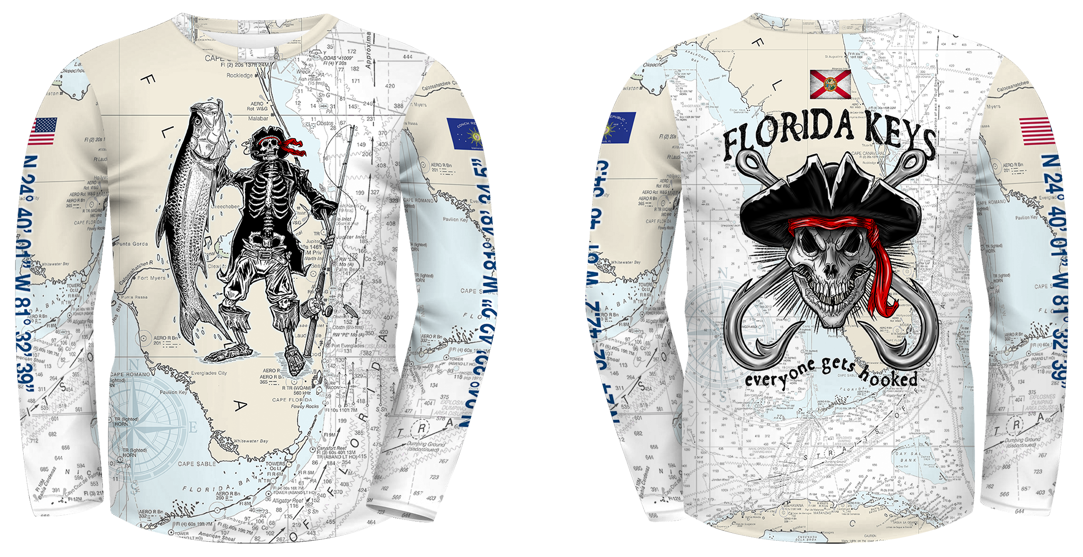 UPF 50 Performance Fishing Shirt – Lightweight Quick-Dry Long Sleeve Sun Protection Tarpon & Skull Long Sleeve