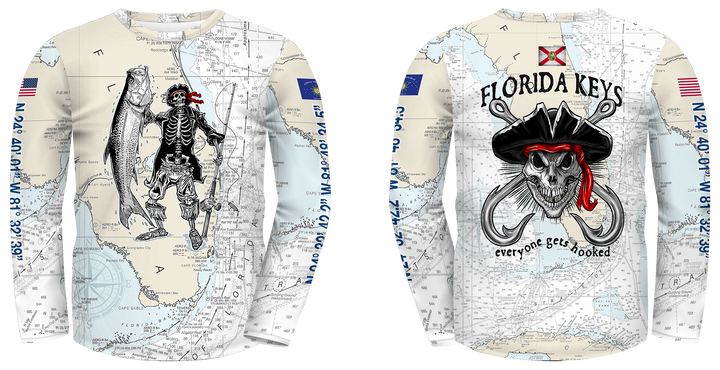 UPF 50 Performance Fishing Shirt – Lightweight Quick-Dry Long Sleeve Sun Protection Tarpon & Skull Long Sleeve