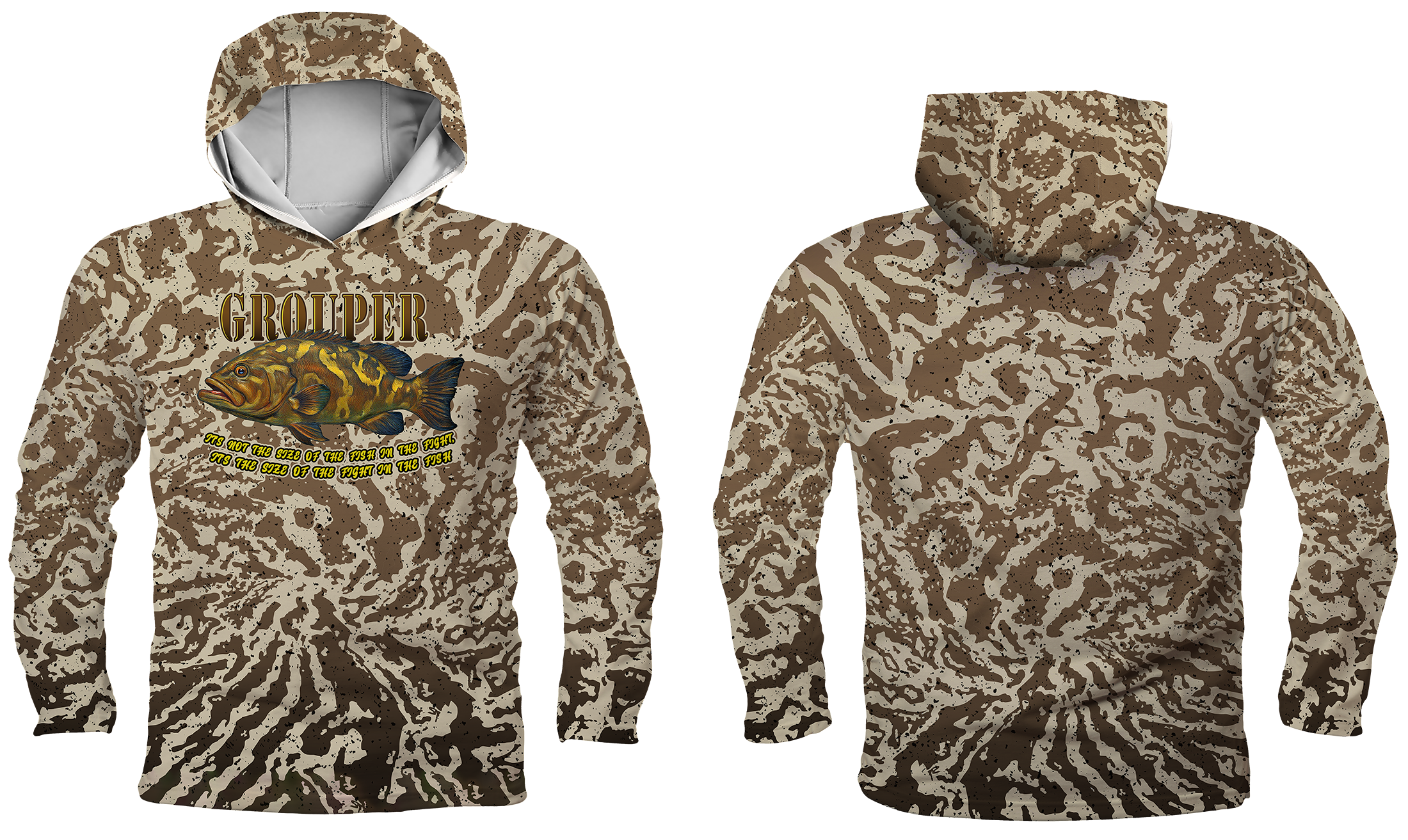 UPF 50+ Performance Hoodie Jersey | Lightweight UV Sun Protection Apparel GROUPER FIGHT