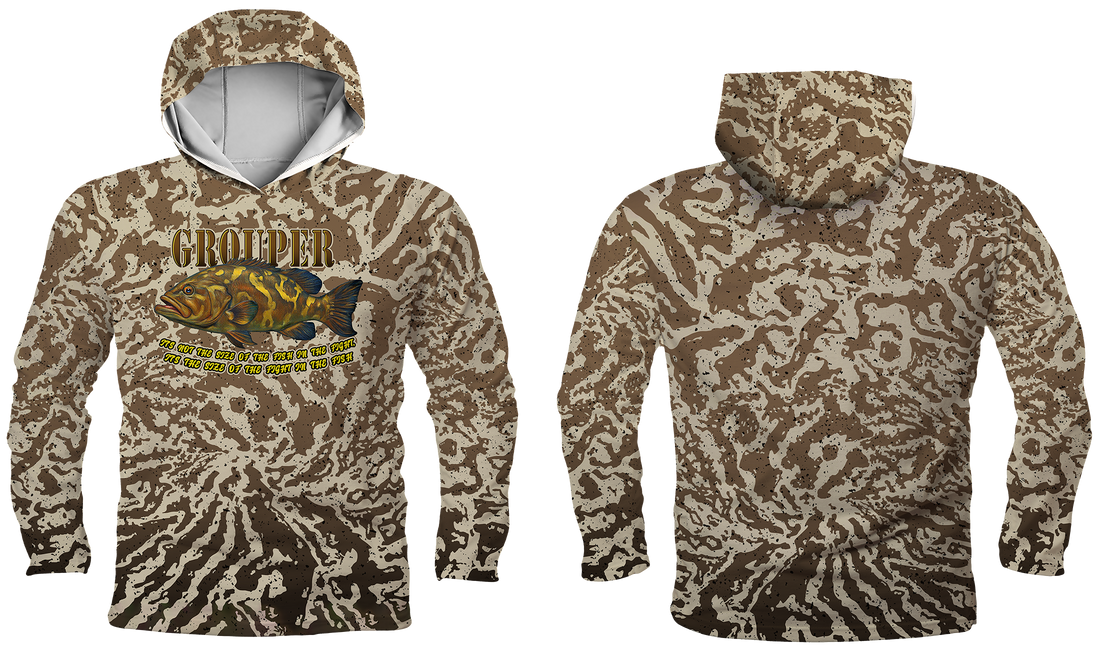UPF 50+ Performance Hoodie Jersey | Lightweight UV Sun Protection Apparel GROUPER FIGHT