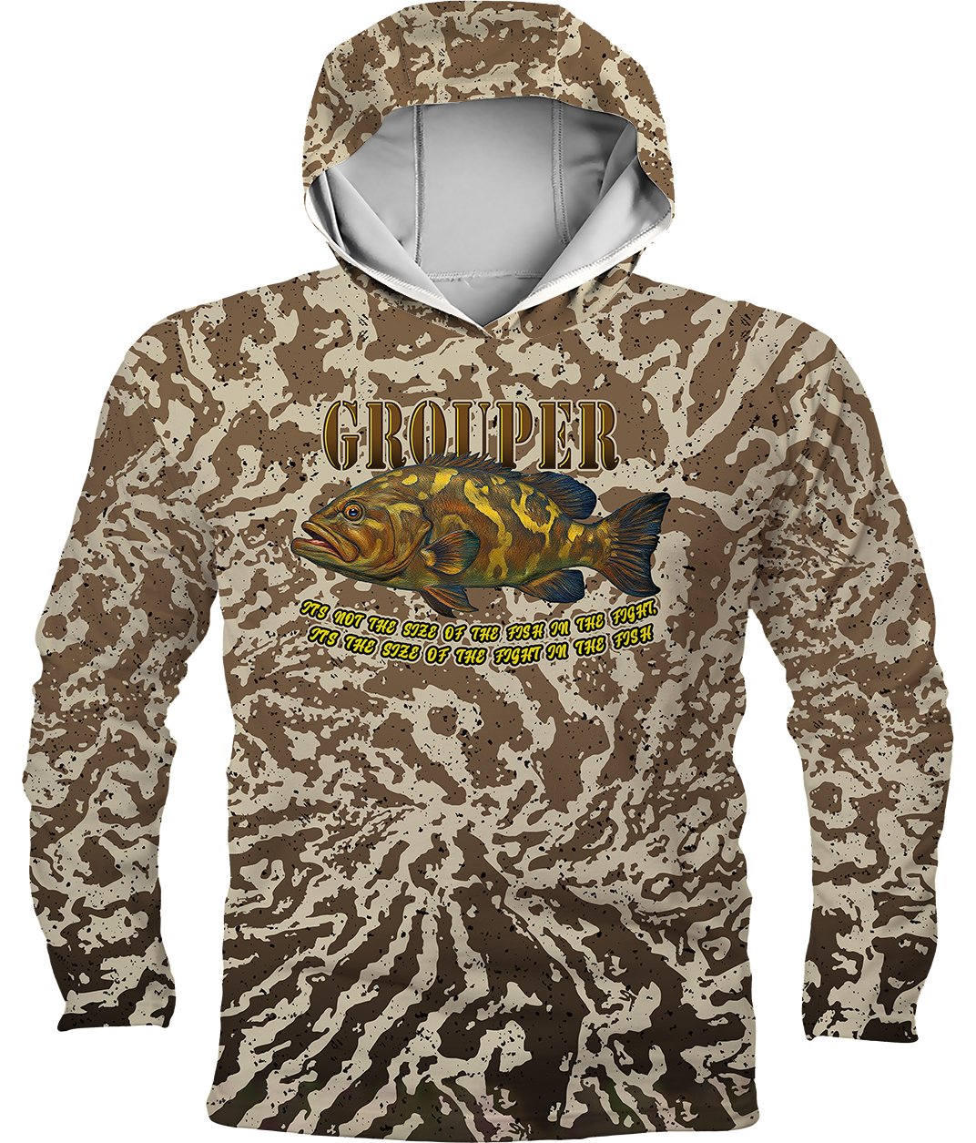 UPF 50+ Performance Hoodie Jersey | Lightweight UV Sun Protection Apparel GROUPER FIGHT