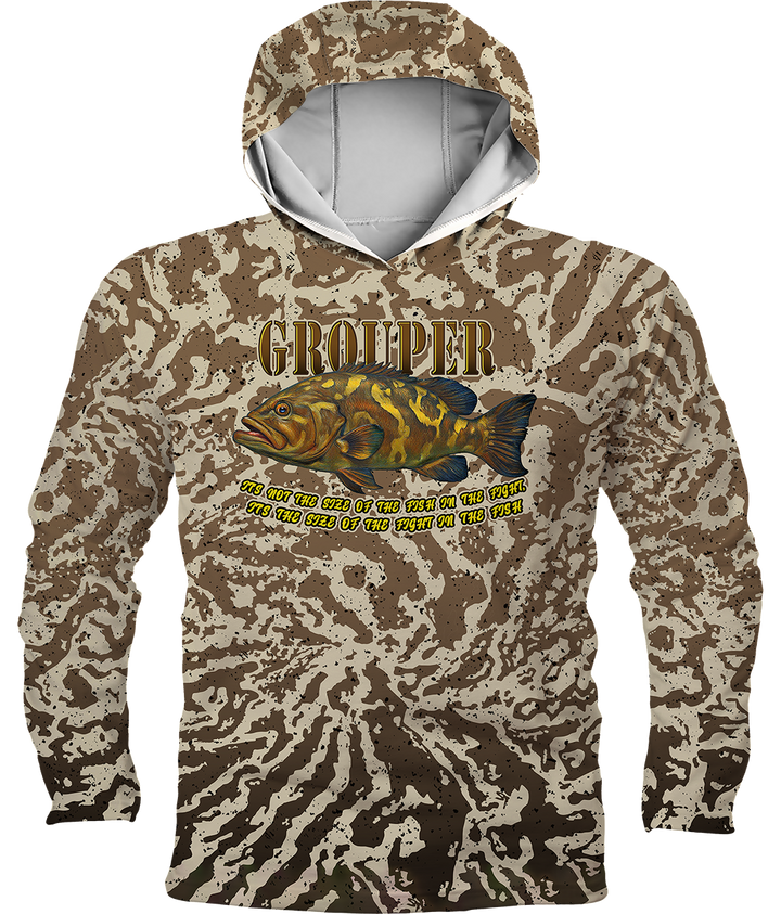 UPF 50+ Performance Hoodie Jersey | Lightweight UV Sun Protection Apparel GROUPER FIGHT