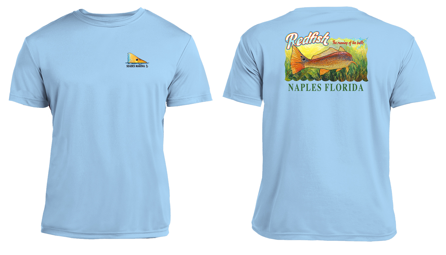 UPF 50+ Performance Fishing Shirt | Lightweight UV Sun Protection Apparel Redfish Running of the Bulls