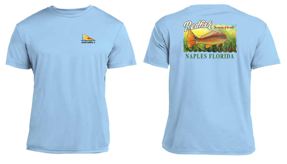 UPF 50+ Performance Fishing Shirt | Lightweight UV Sun Protection Apparel Redfish Running of the Bulls