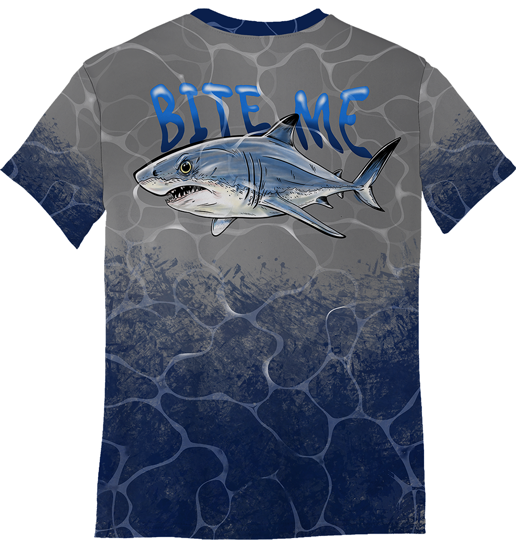 UPF 50+ Performance Fishing Shirt | Lightweight UV Sun Protection Apparel SHARK BITE ME