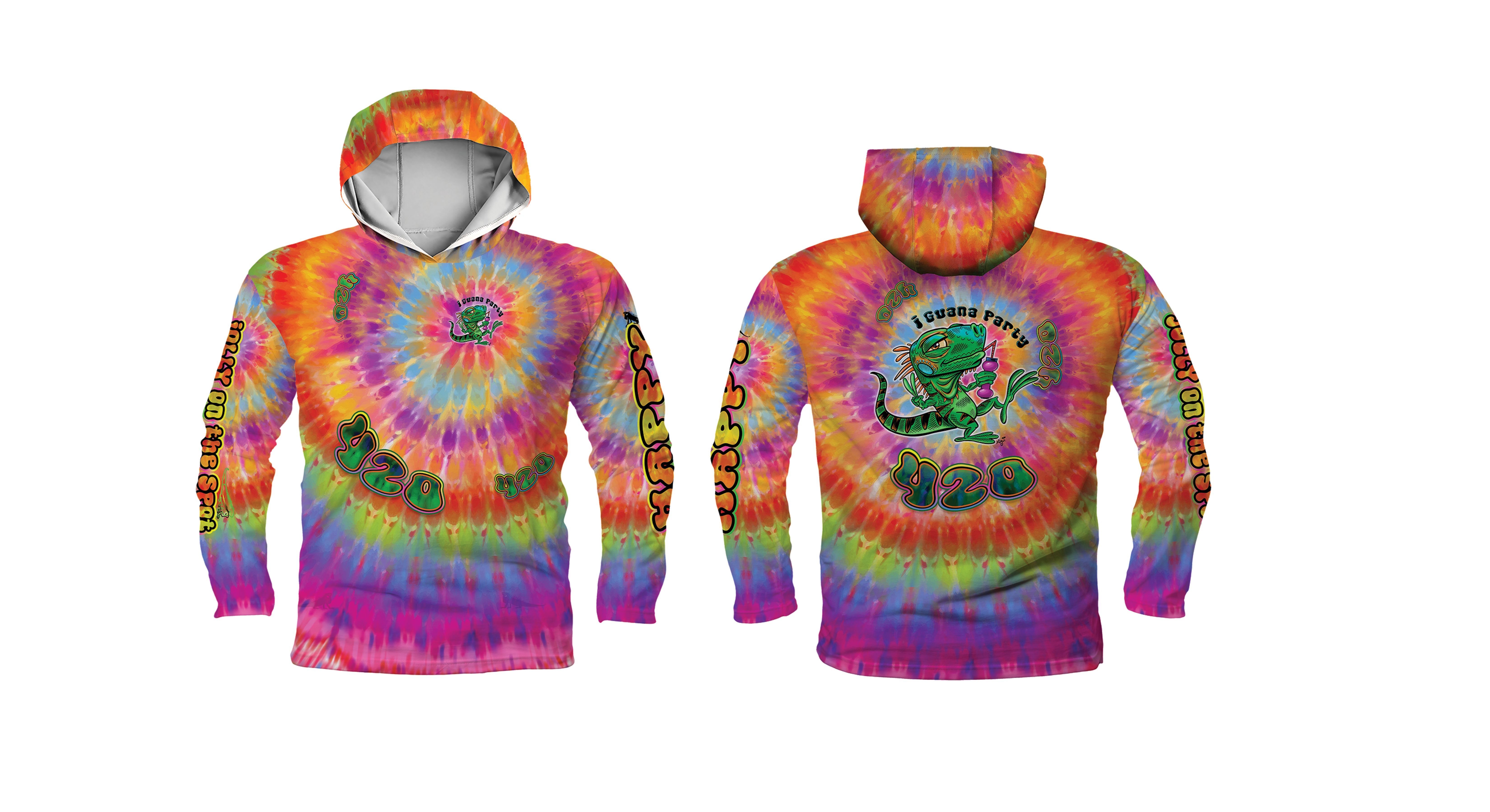 UPF 50+ Performance Hoodie Jersey | Lightweight UV Sun Protection Apparel I Guana Party 420