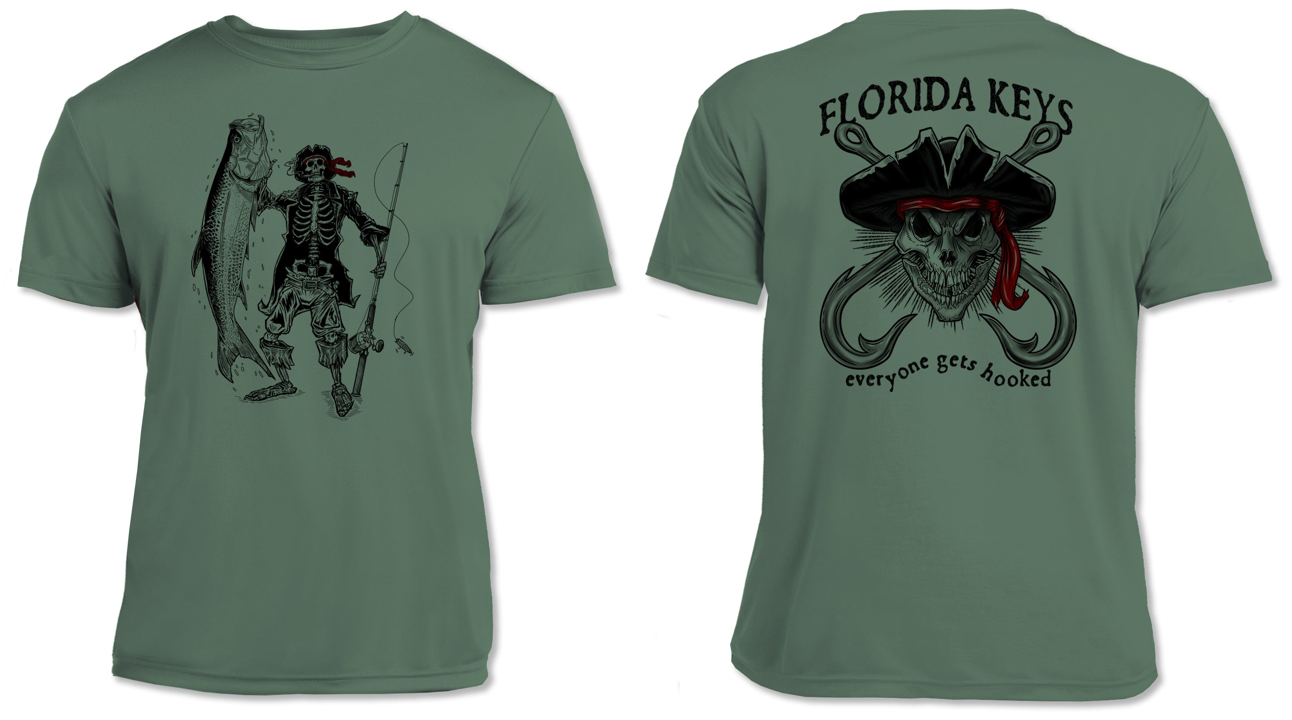 UPF 50 Performance Shirt – Lightweight Quick-Dry Short Sleeve Sun Protection Tarpon & Skull