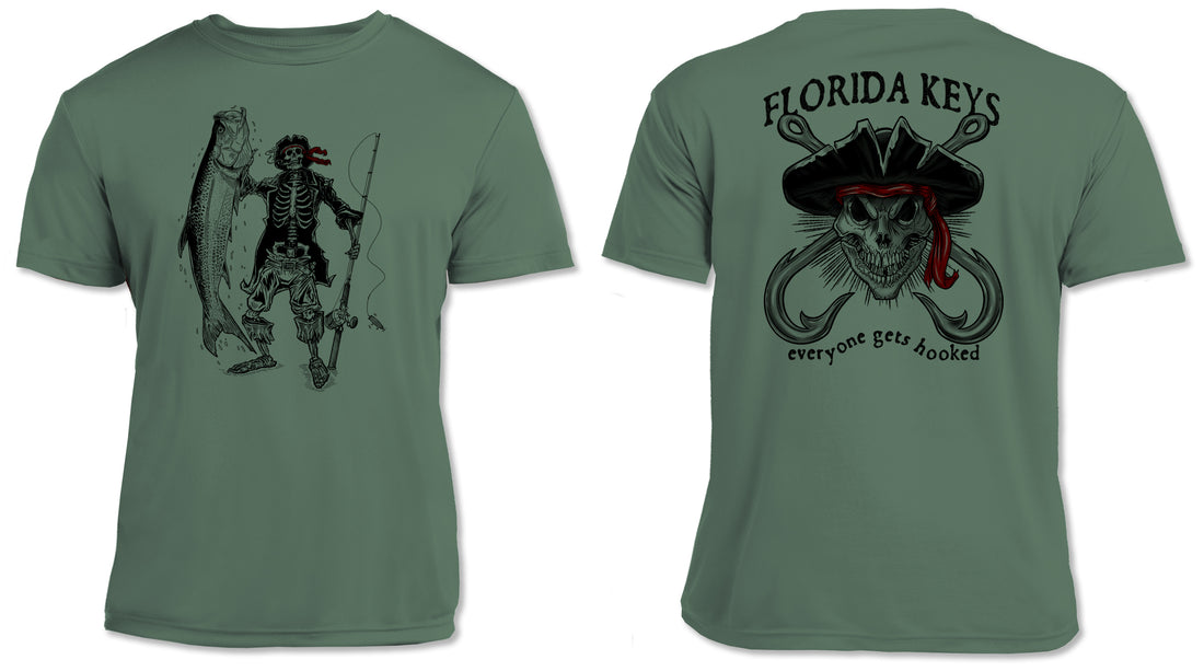 UPF 50 Performance Shirt – Lightweight Quick-Dry Short Sleeve Sun Protection Tarpon & Skull