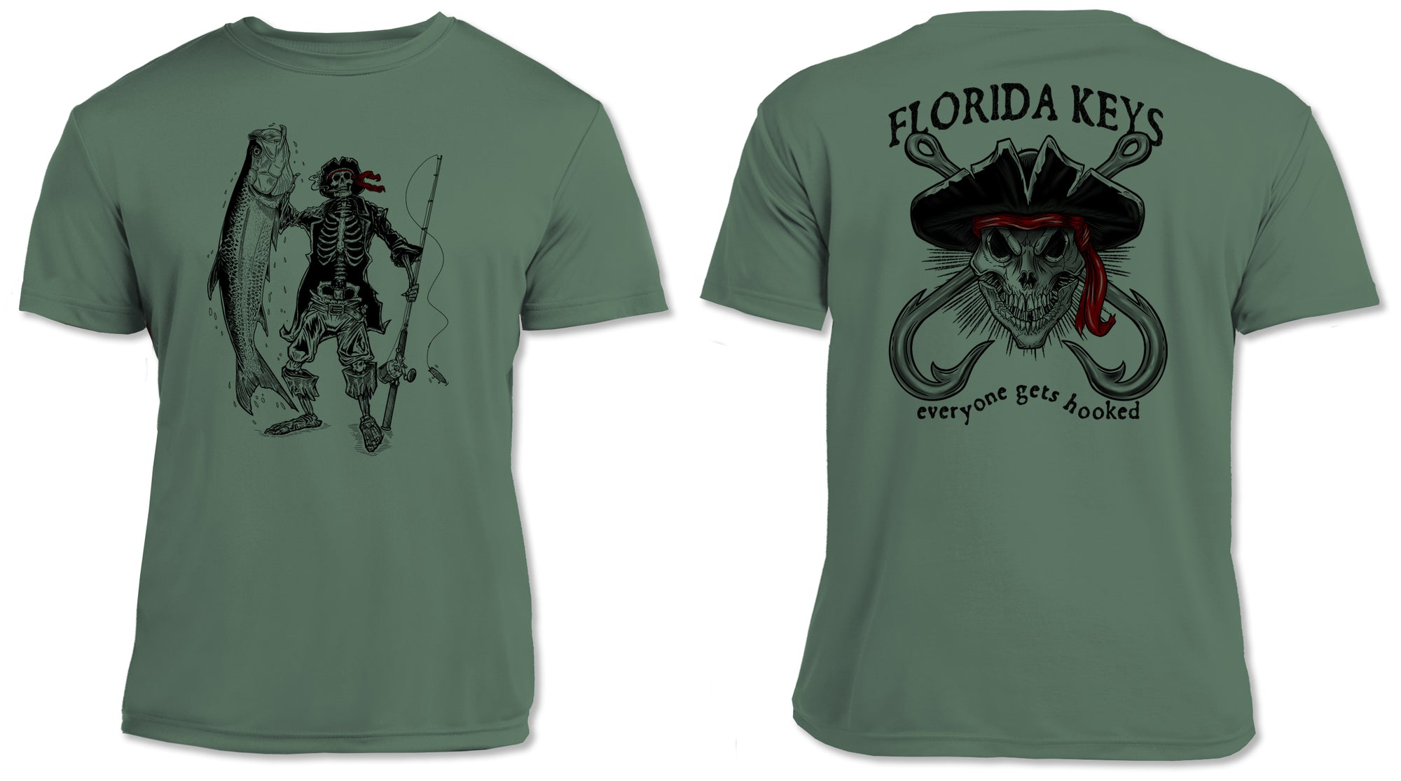 UPF 50 Performance Shirt – Lightweight Quick-Dry Short Sleeve Sun Protection Tarpon &amp; Skull