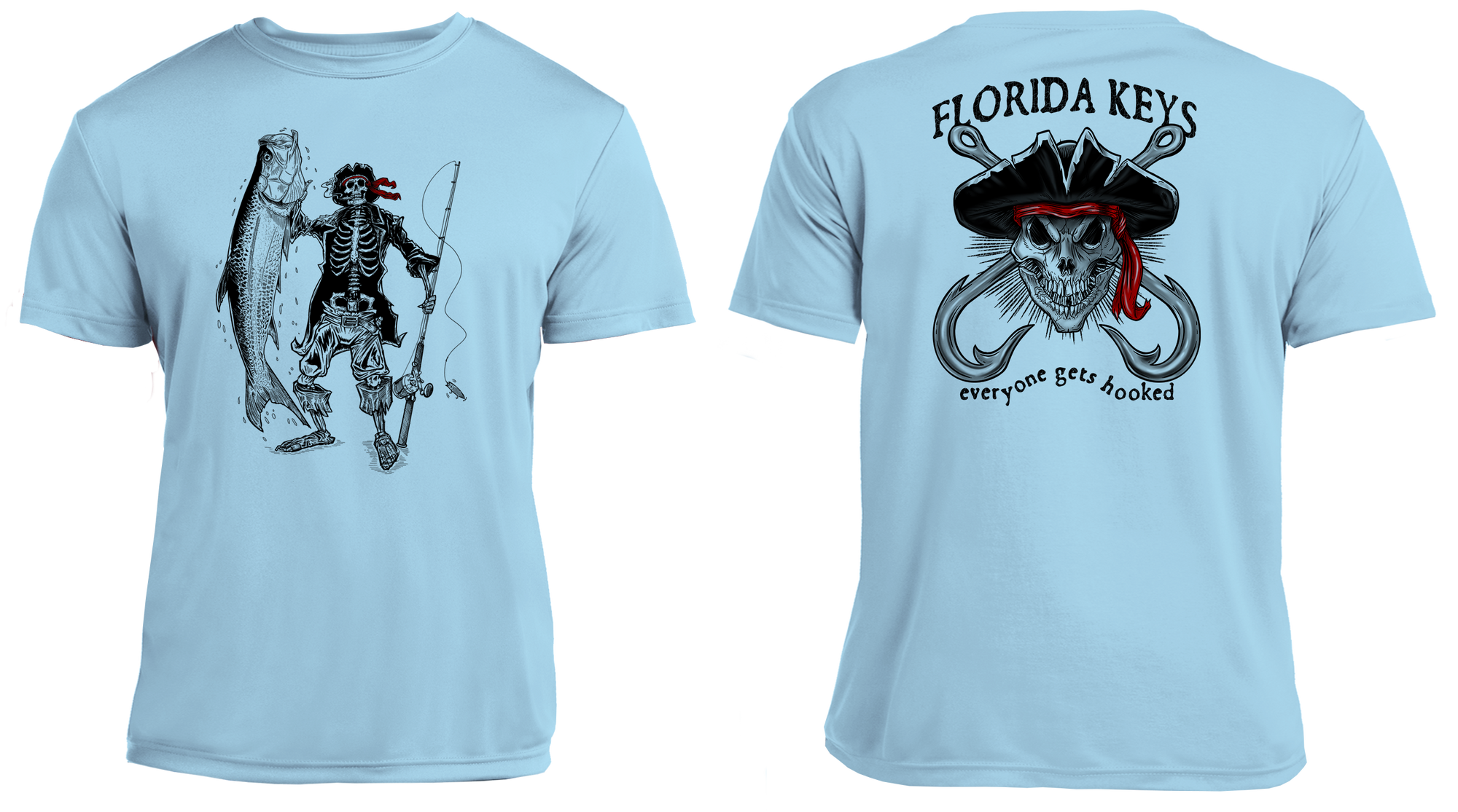 UPF 50 Performance Shirt – Lightweight Quick-Dry Short Sleeve Sun Protection Tarpon &amp; Skull