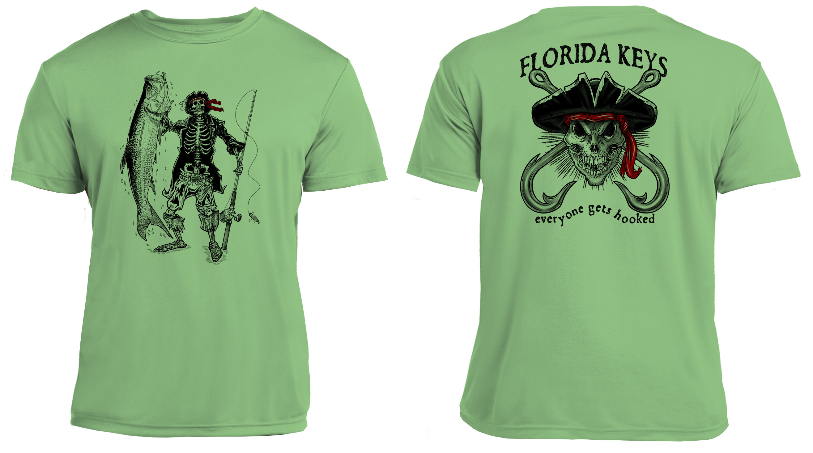 UPF 50 Performance Shirt – Lightweight Quick-Dry Short Sleeve Sun Protection Tarpon & Skull