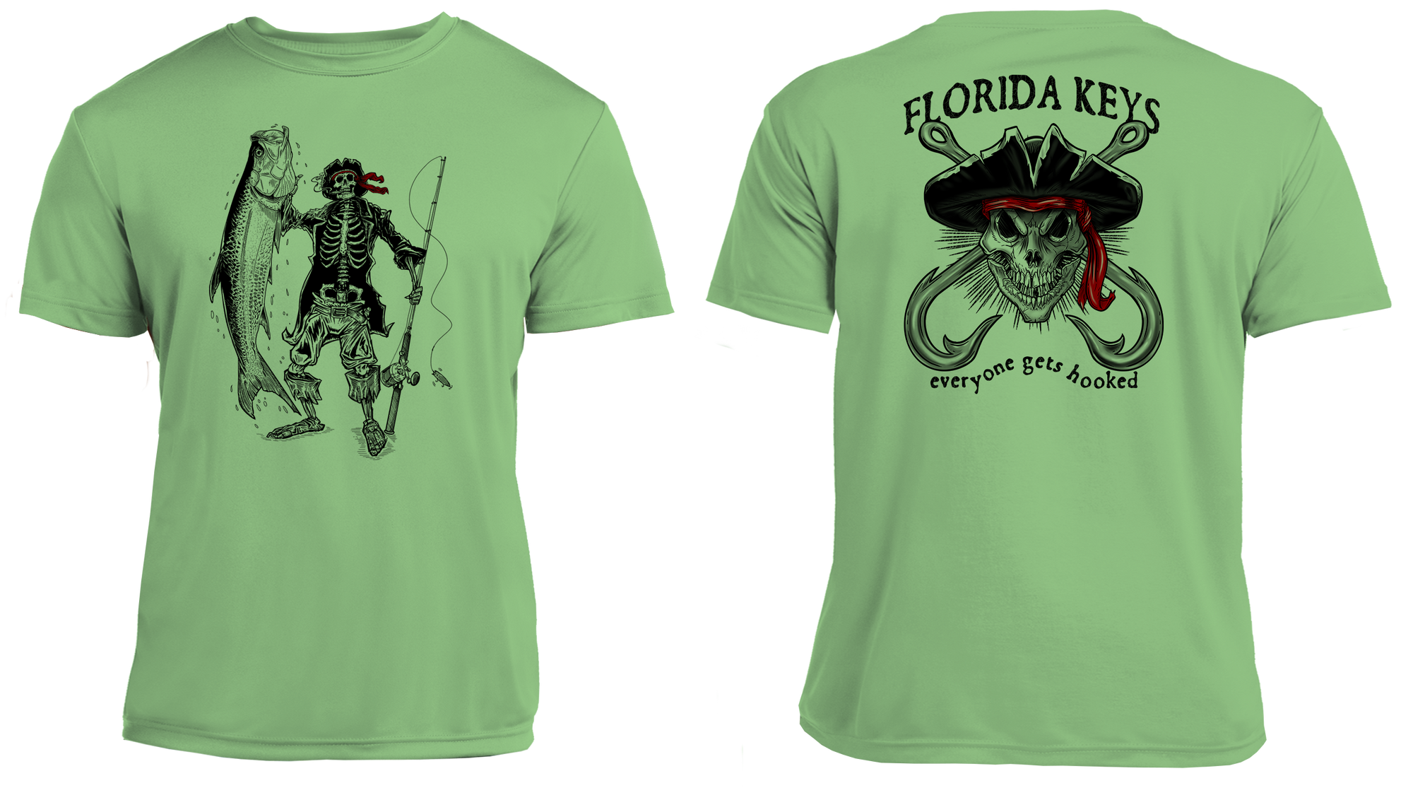 UPF 50 Performance Shirt – Lightweight Quick-Dry Short Sleeve Sun Protection Tarpon &amp; Skull