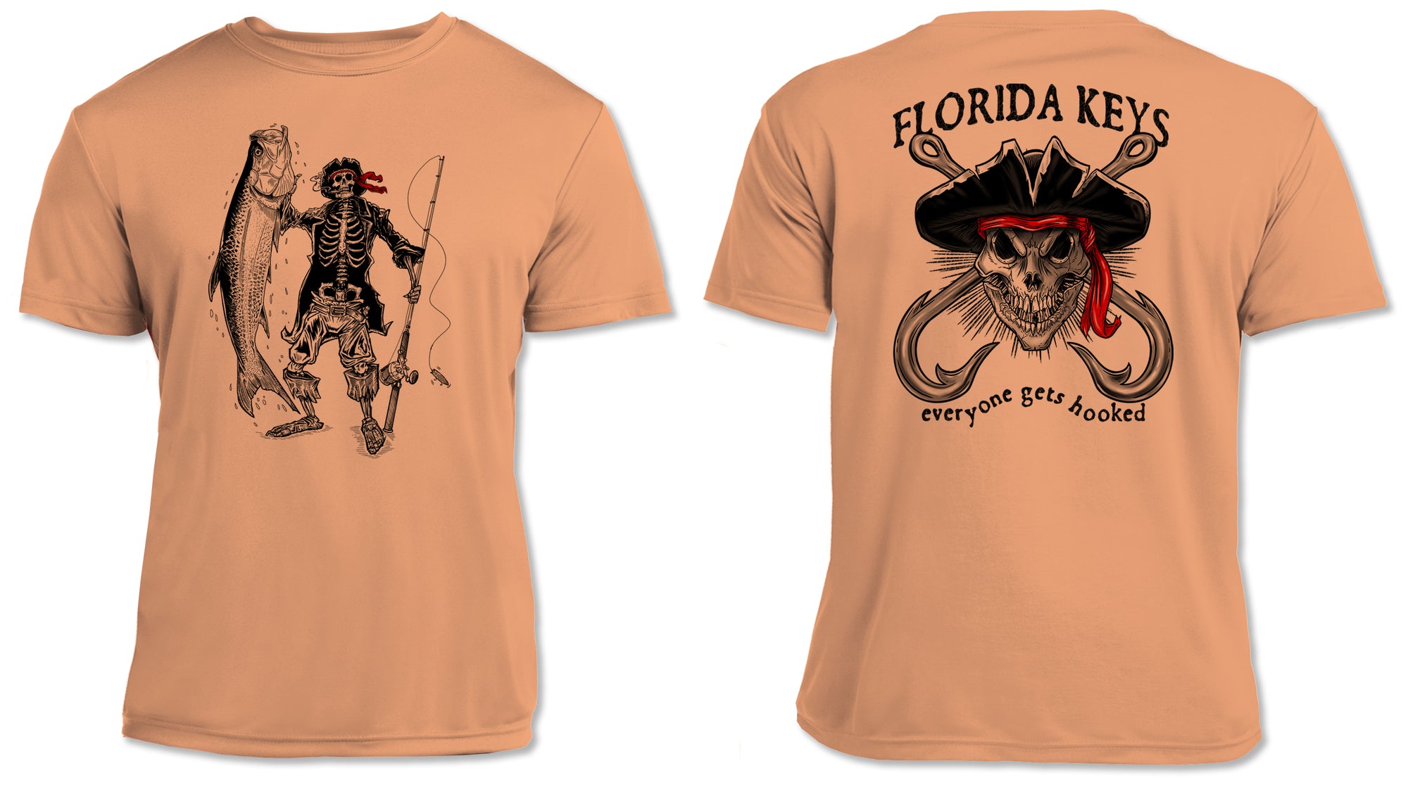 UPF 50 Performance Shirt – Lightweight Quick-Dry Short Sleeve Sun Protection Tarpon &amp; Skull