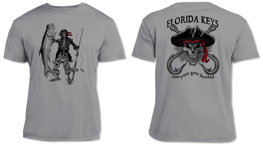 UPF 50 Performance Shirt – Lightweight Quick-Dry Short Sleeve Sun Protection Tarpon & Skull