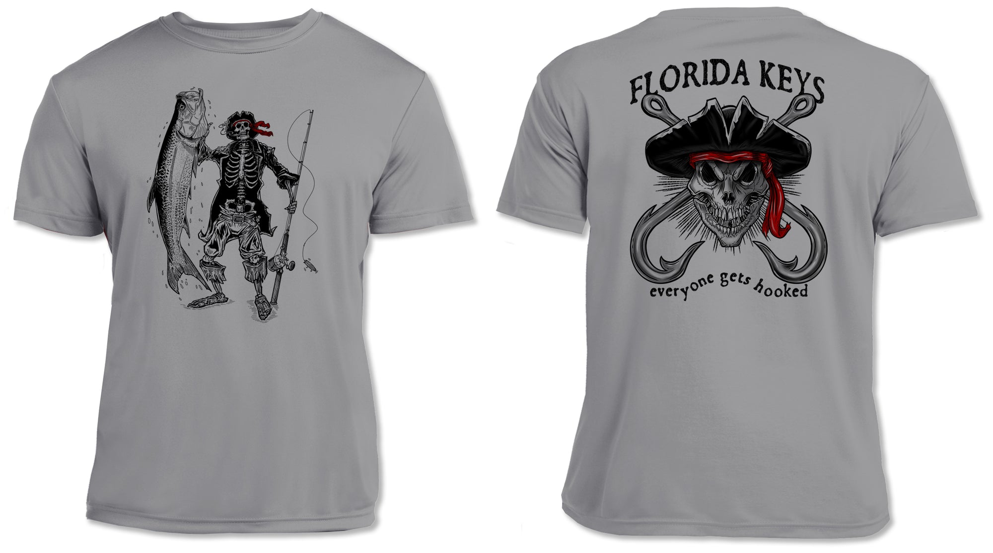 UPF 50 Performance Shirt – Lightweight Quick-Dry Short Sleeve Sun Protection Tarpon &amp; Skull