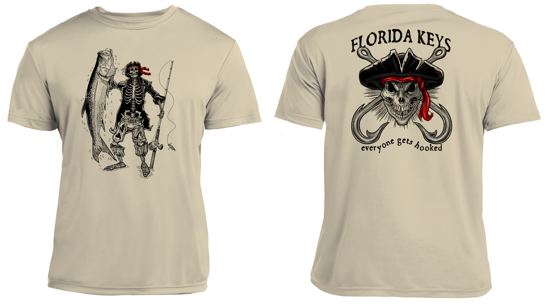 UPF 50 Performance Shirt – Lightweight Quick-Dry Short Sleeve Sun Protection Tarpon & Skull