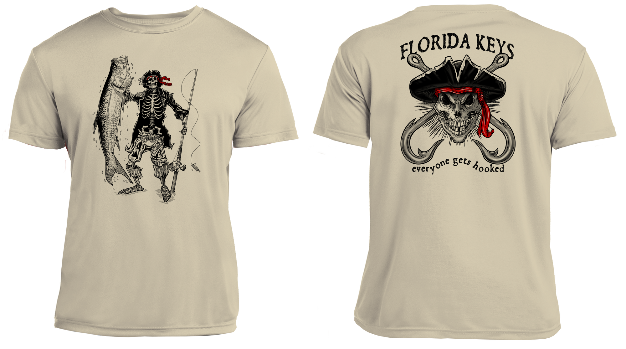 UPF 50 Performance Shirt – Lightweight Quick-Dry Short Sleeve Sun Protection Tarpon &amp; Skull