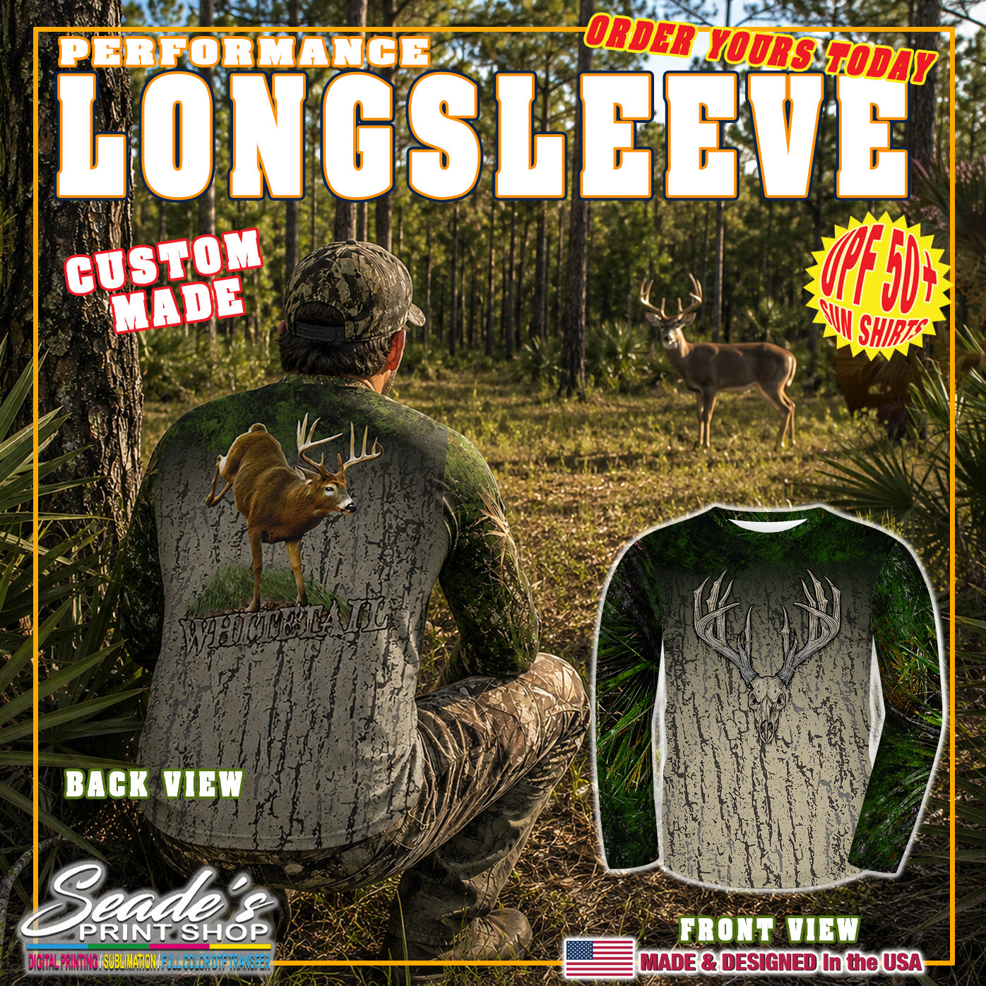 UPF 50+ Performance Hunting Shirt | Lightweight UV Sun Protection Apparel WHITETAIL DEER