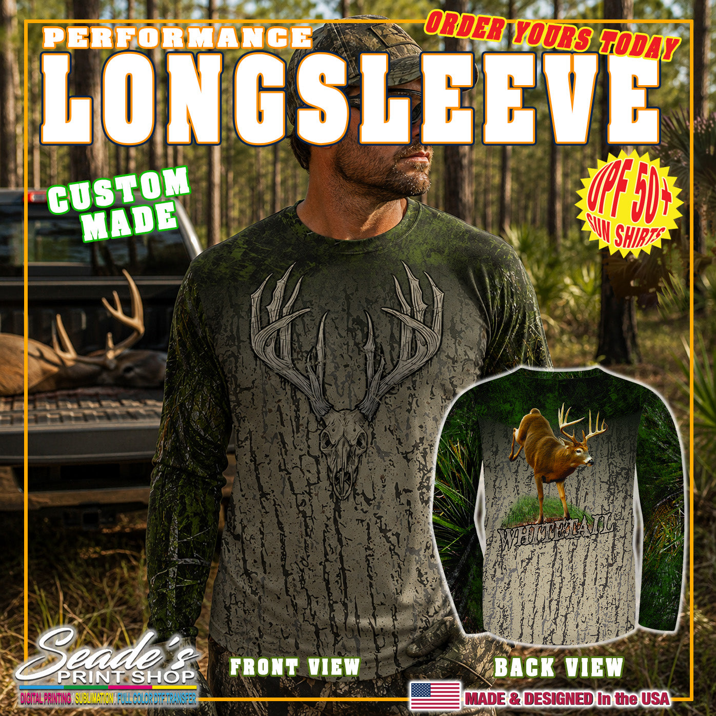 UPF 50+ Performance Hunting Shirt | Lightweight UV Sun Protection Apparel WHITETAIL DEER
