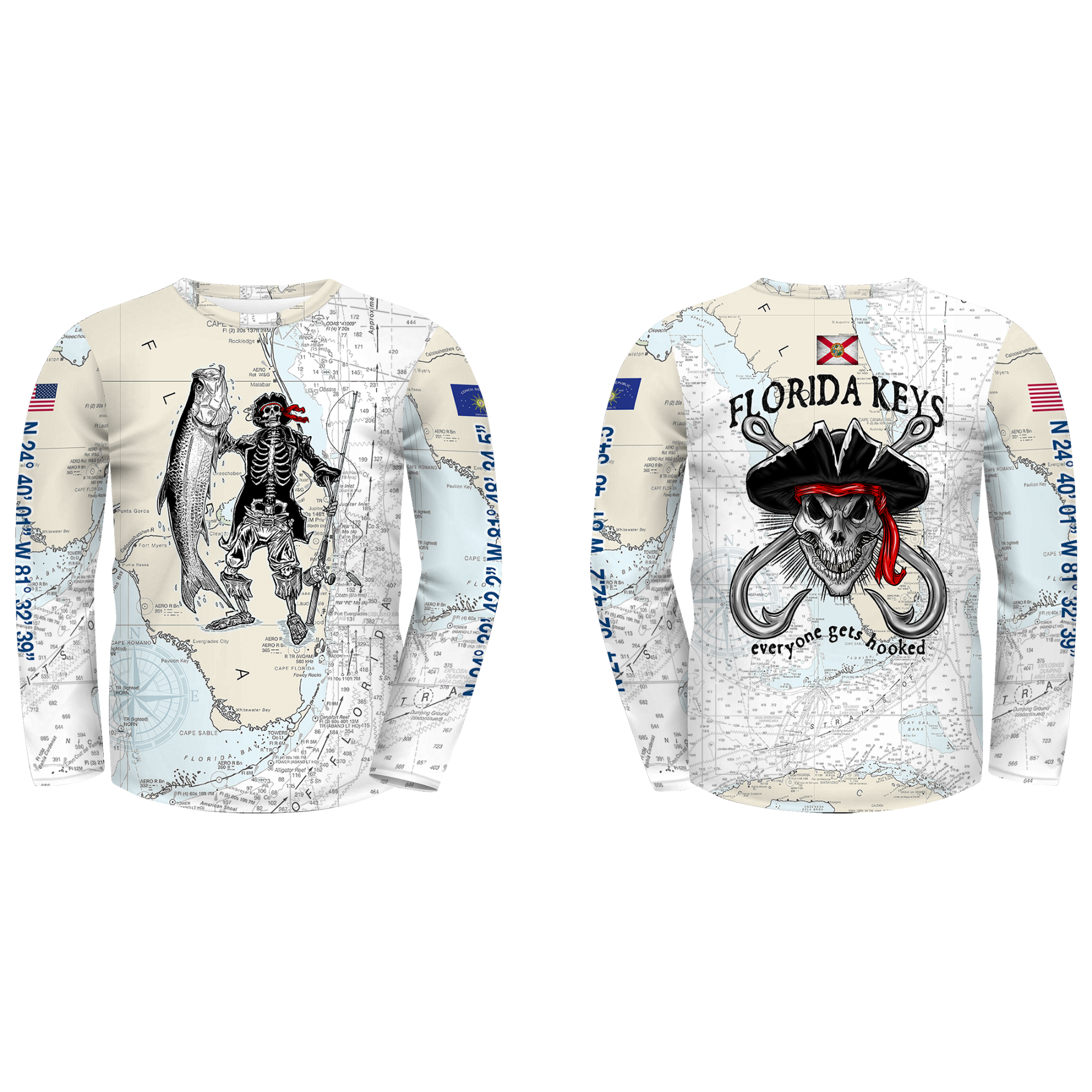 UPF 50 Performance Fishing Shirt – Lightweight Quick-Dry Long Sleeve Sun Protection Tarpon & Skull Long Sleeve