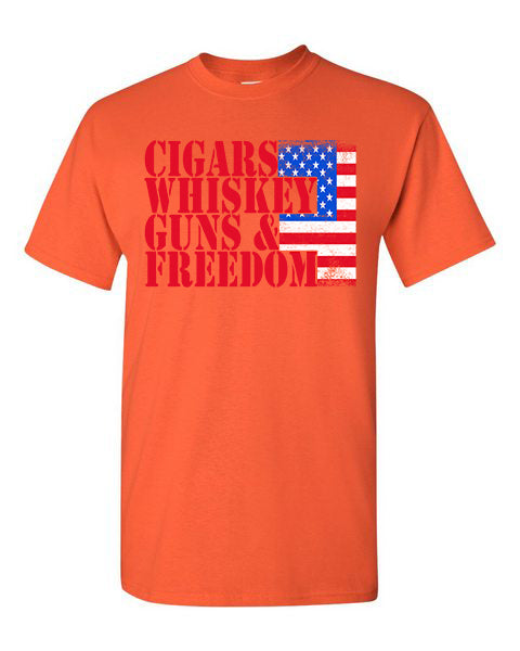 T-Shirt Cigars, Whiskey, Guns &amp; Freedom