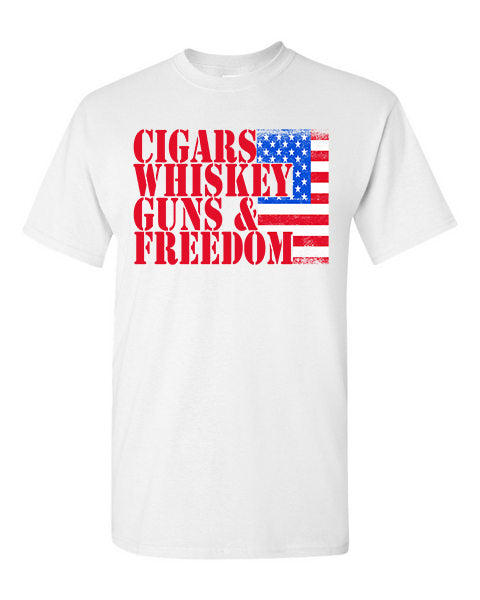 T-Shirt Cigars, Whiskey, Guns &amp; Freedom